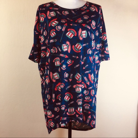Lularoe Patriotic Print Top Fireworks Uncle Sam - Picture 3 of 8